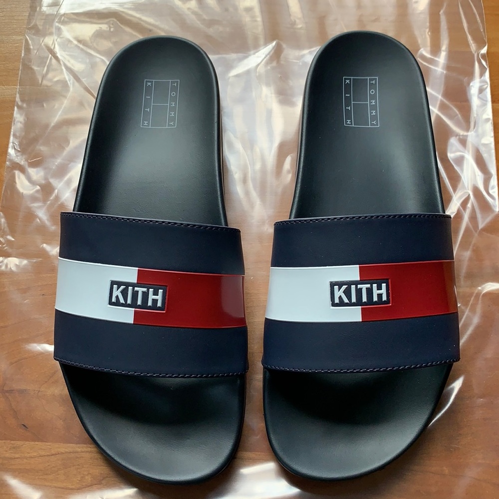 KITH Tommy Hilfiger laurel slides navy blue white red size 10 brand new no box
